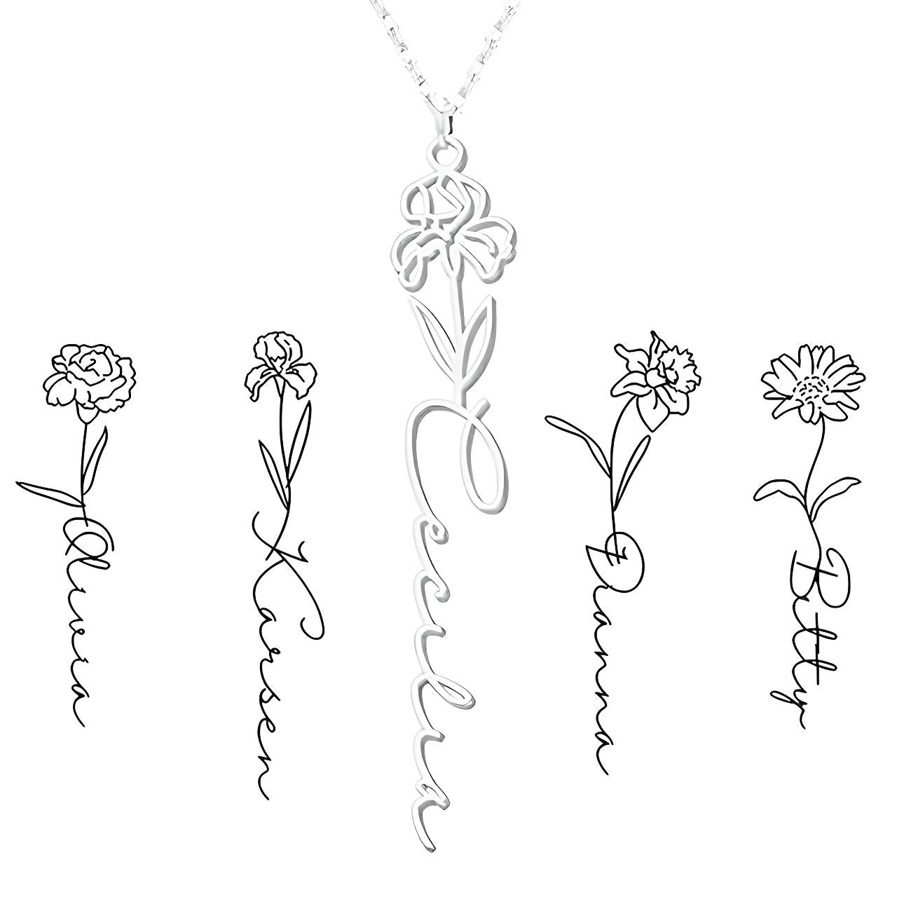 Personalized Birth Flower Necklace