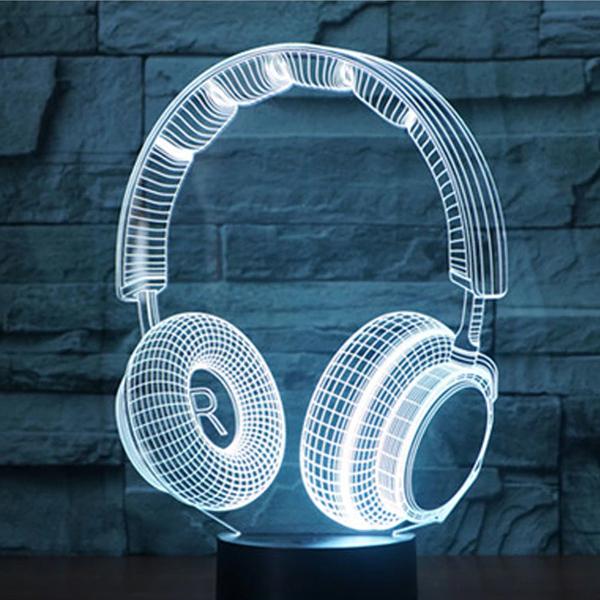 Lampe Led 3D Casque de Musique Blanc