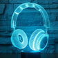 Lampe Led 3D Casque de Musique Bleu Clair